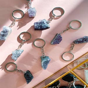 StonesOfHansel Obsidian Crystal Keychain - Tumbled Stone Crystal Keychain - Bulk Crystal Keychain - Healing Gifts - KT1005