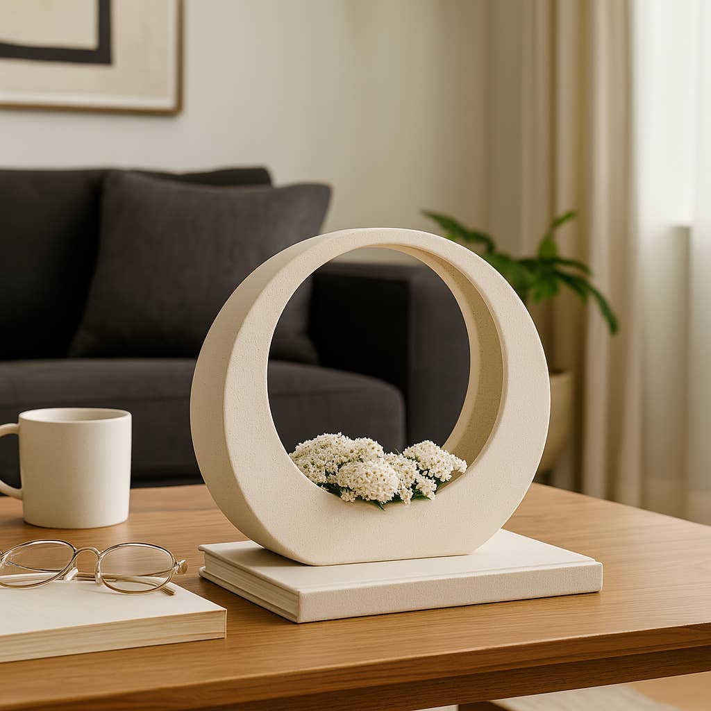 Sagebrook Home - Wholesale Tafelbladdecoratie - Keramisch Modern Cirkelvormig Decoratief Object - Wit, 8 in.1