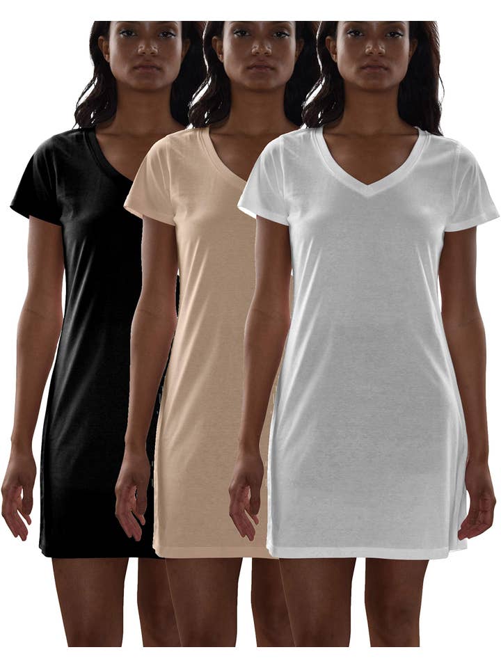 I-Wear Brands - Wholesale Sleepwear Top - Women's - 3 Pack Women's Cotton Short Sleeve Long Sleep Shirt5