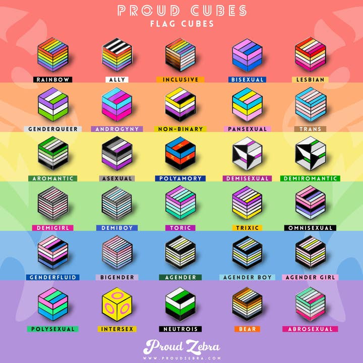 Proud Zebra - Wholesale Lapel Pin/Button - Polyamory Flag - Flag Cube Pin6