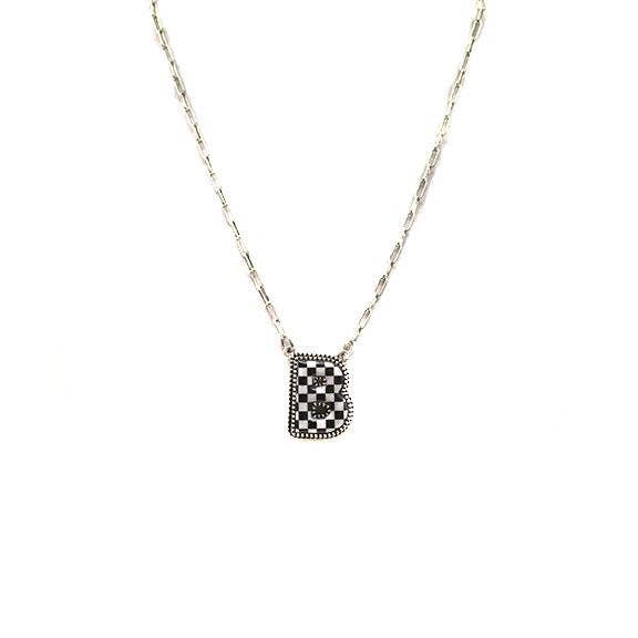Snowing West - Wholesale Pendant/Charm Necklace - Checkered Bubble Initial Necklace