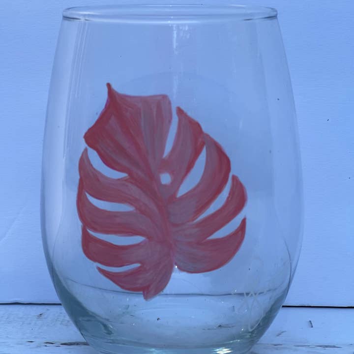 Paula Freeman Art - Vente Verres à vin - Verre à vin peint à la main TROPICAL SET – Verrerie côtière1