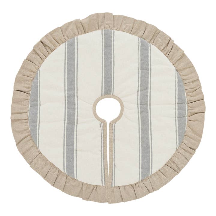 VHC Brands - Wholesale Tree Skirt - Grace Grain Sack Stripe Tree Skirt 24