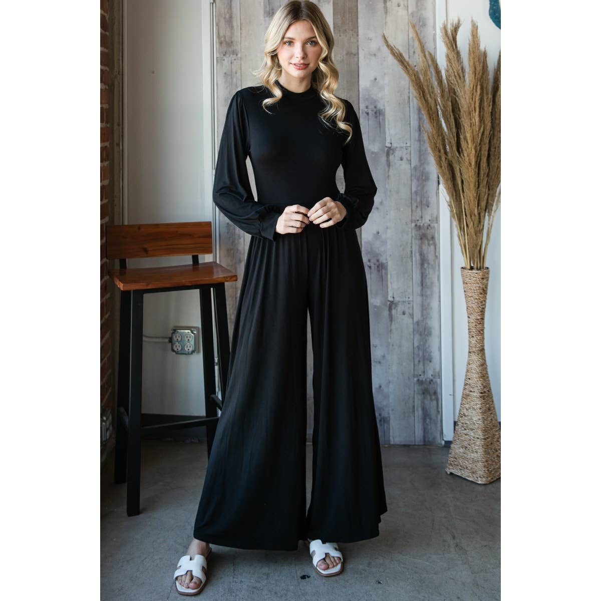 Veveret - Vente Combinaison – femme - P70590 - Combinaison à col montant et jambes larges10