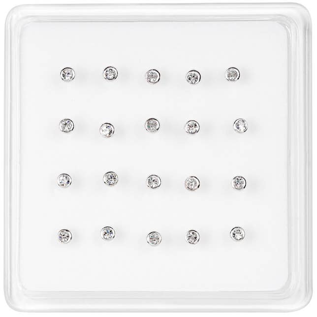 Silver Jewellery Cavern Wholesale - Venta al por mayor Pendientes de botón/aretes de poste - Pendientes de nariz de cristal de 3 mm en plata 925 - Q (EE. UU.-DDP)