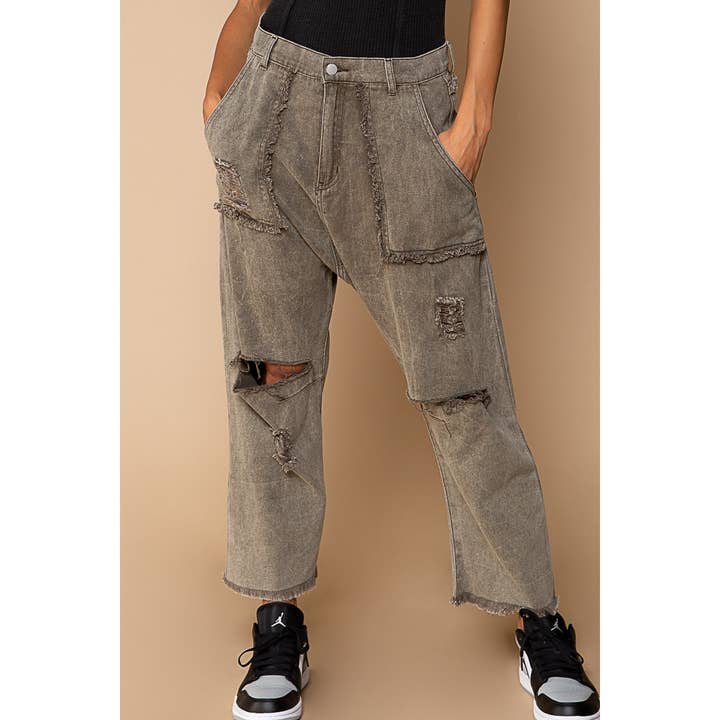 Pol Clothing - Wholesale Pants - Women's - Casual Distressed Hammer Pants SALE
