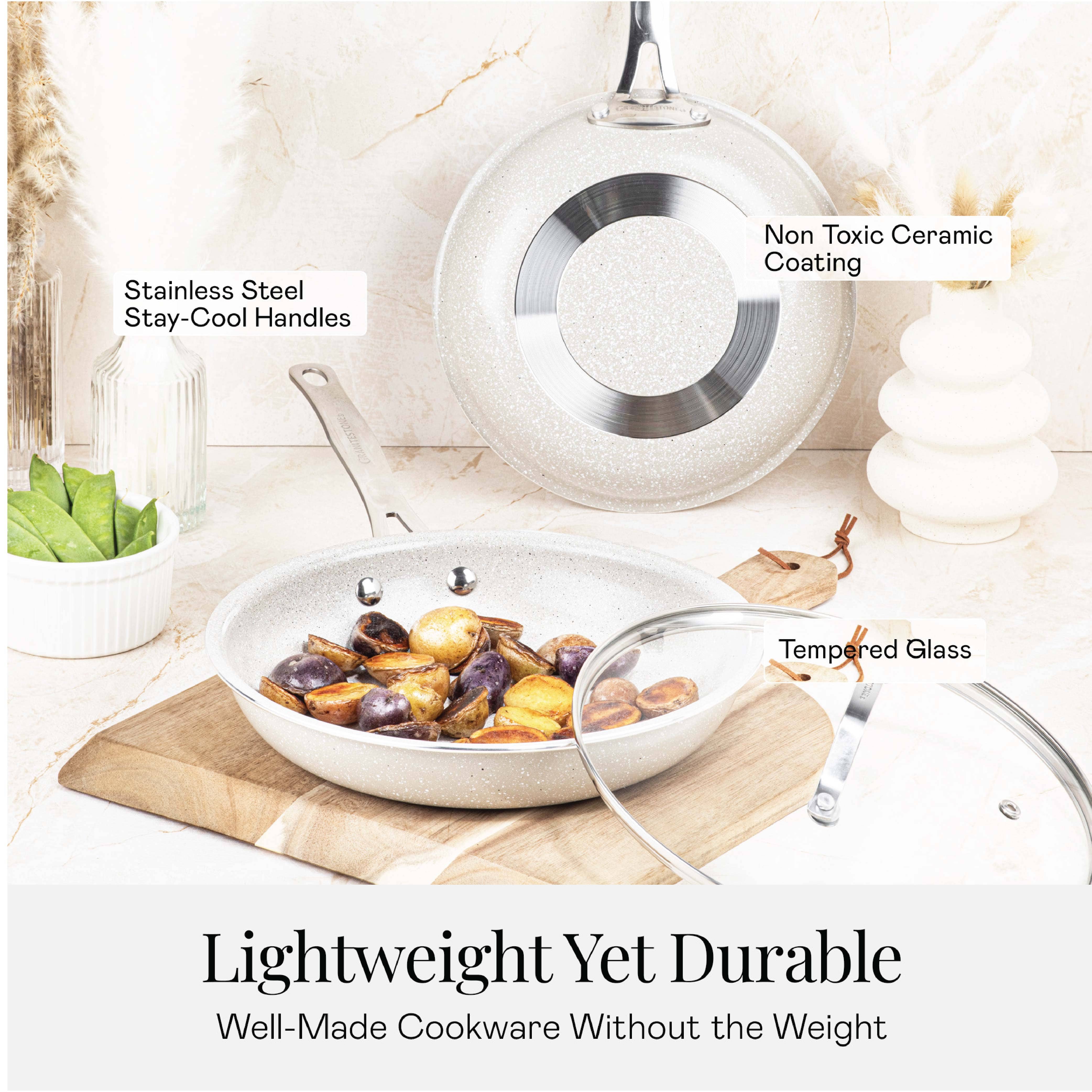 Gotham Steel/Granitestone – wholesale Cookware set – GraniteStone Ceraluxe 20 Piece Cookware set (Beige) Speckle3