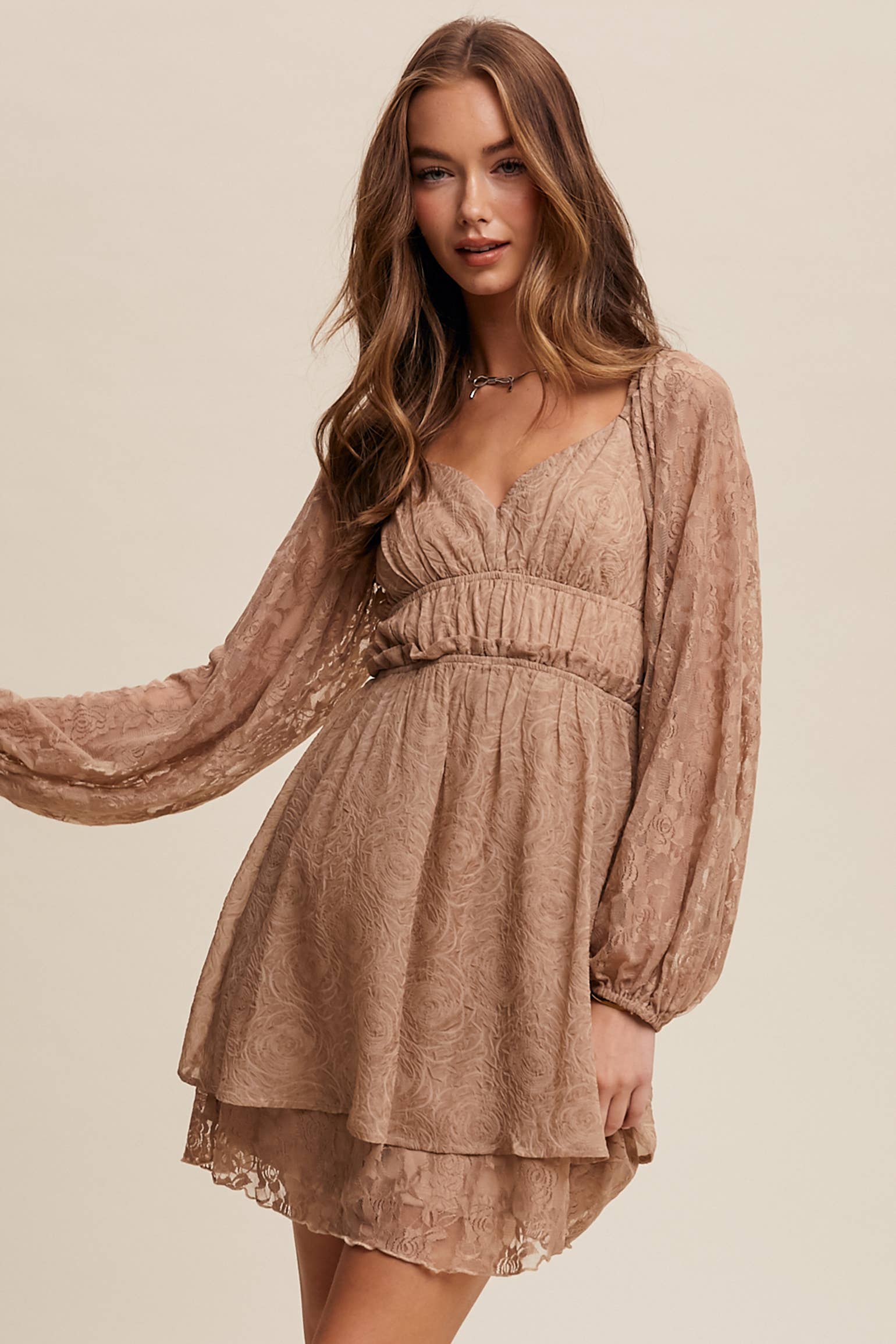 Listicle – wholesale Dress – Women's – Floral Lace Dress with Layered Detail LD145512