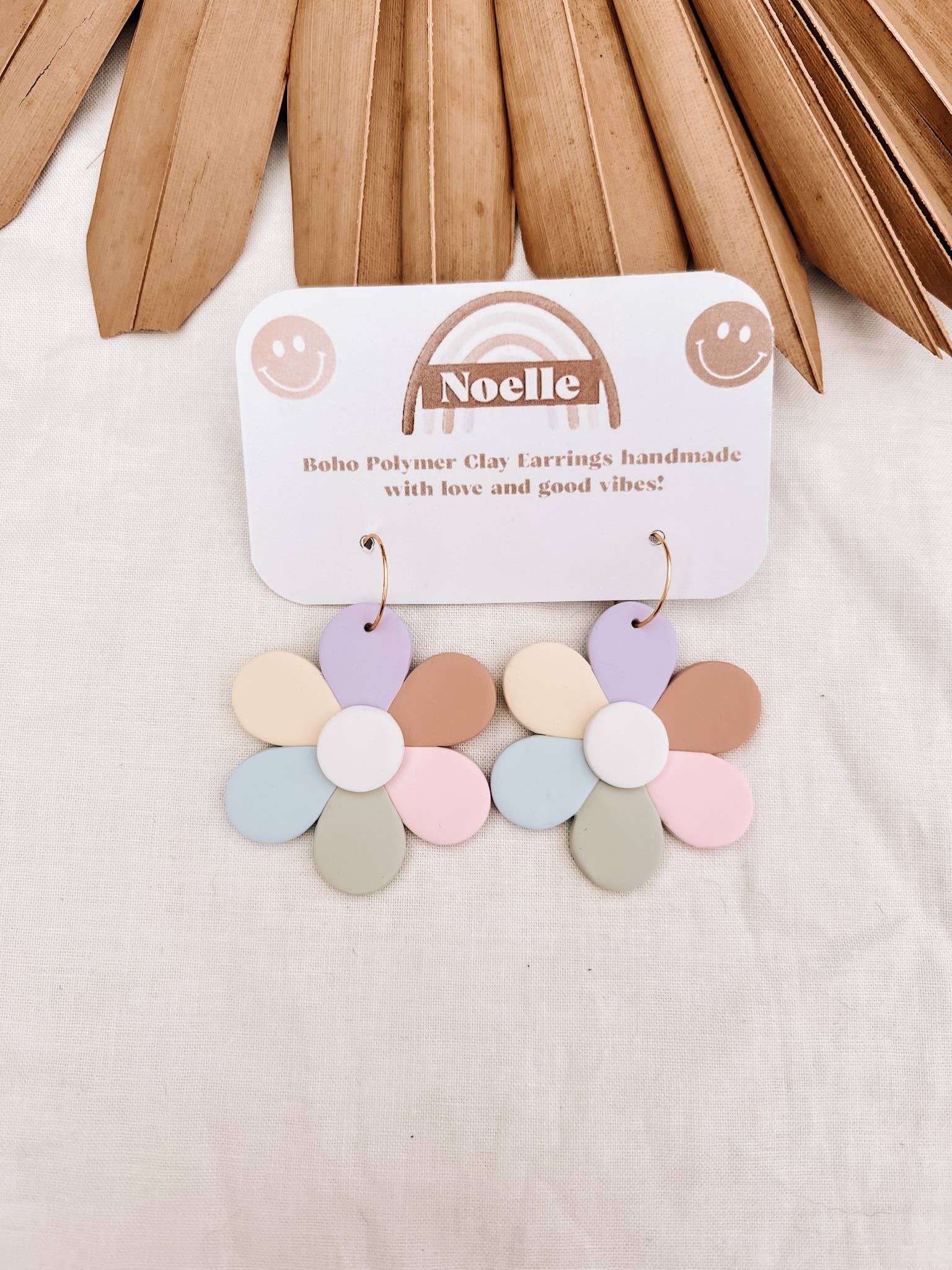 Noelle Earrings - Wholesale Dangle Earrings - Pastel Multi-Colored Flower Polymer Clay Earrings2