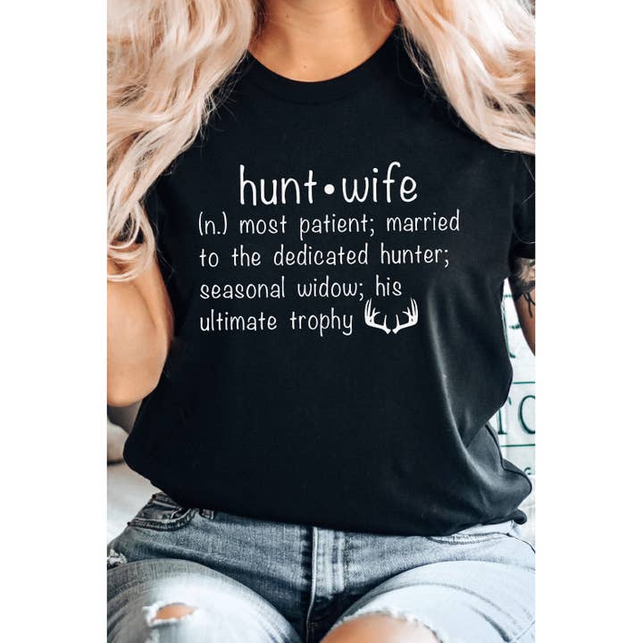 Kissed Apparel – wholesale T-shirts med screentryck – Dam – Hunt Wife Antlers Hunting Season Höst Grafisk Tee