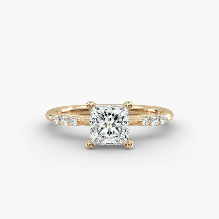 Graduated Sparkle Princess Lab Grown Diamond Center Engagement Ring for wholesale by Caratina