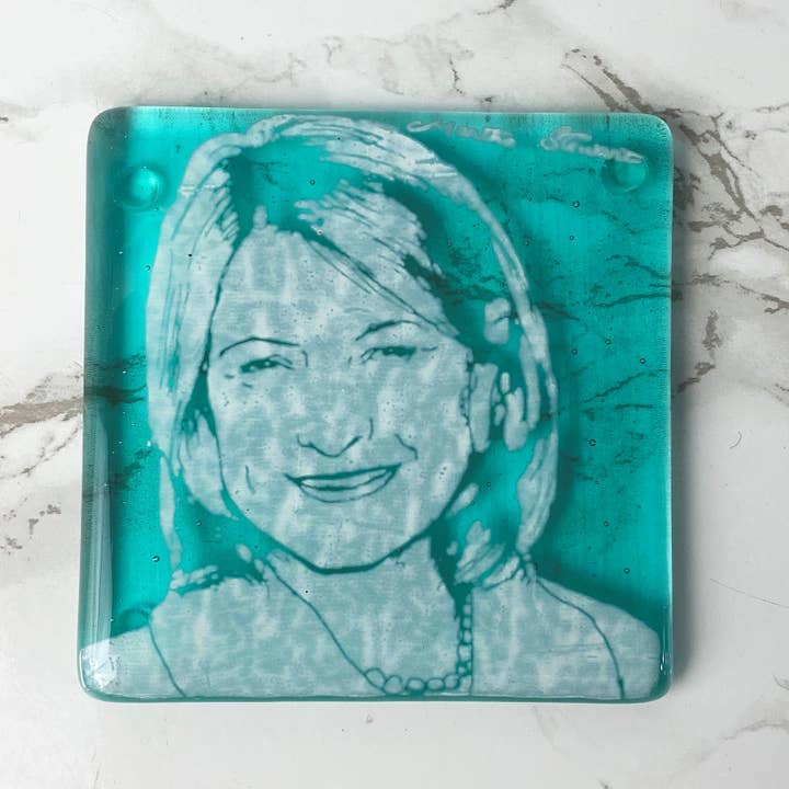 Martha Stewart Fused Glass 4" Single Coaster for wholesale by Kiku Handmade | Contemporary Fused Glass Home Goods
