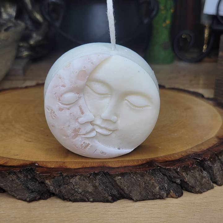 My Magic Place Shop - Wholesale Novelty Candle - Moon and Sun Crystal Candle - Home Decor Candle - Soy Pillar Candle- Moon with Crystal - Ritual Candle6
