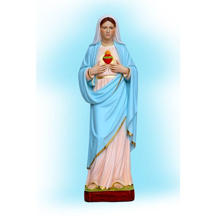 Sacred Heart of Mary Statue 30 cm in resin made in Italy for wholesale by ArteSacraCaravaggio