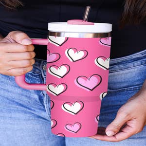 Wholesale Starbucks tumbler- pink hearts tumbler- valentine tumbler- pink  Starbucks cup- valentines day Starbucks tumbler- pink faux glitter tumbler  for your store - Faire