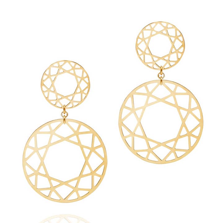 Double Drop Brilliant Diamond Earrings - Gold for wholesale by Myia Bonner