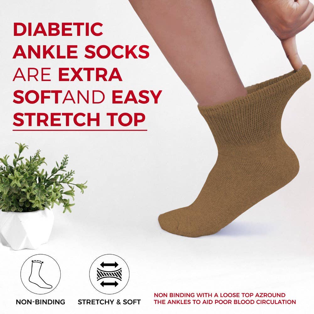 VINCO GROUP – Engroshandel Strømper - Unisex – Diabetiske ankelsokker, ikke-bindende cirkulationsgodkendte lægeanbefalede polstret bomulds kvartstrømper til mænd og kvinder.17
