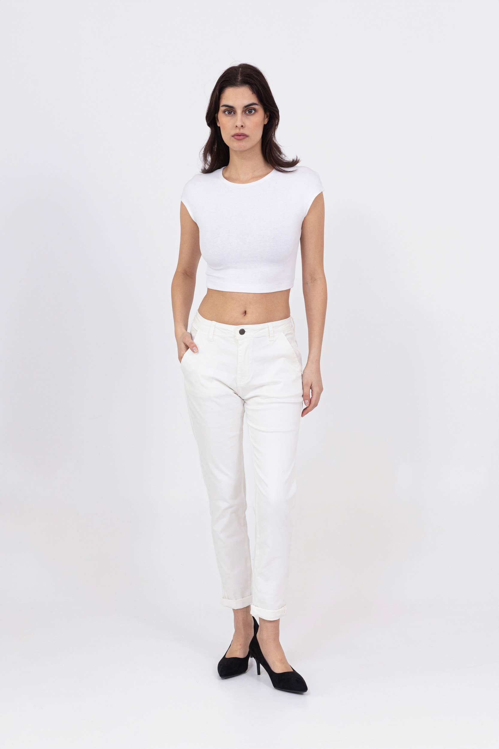 Nina Carter - Vente Pantalon – femme - Pantalon chino stretch taille haute confort Nina Carter J25042