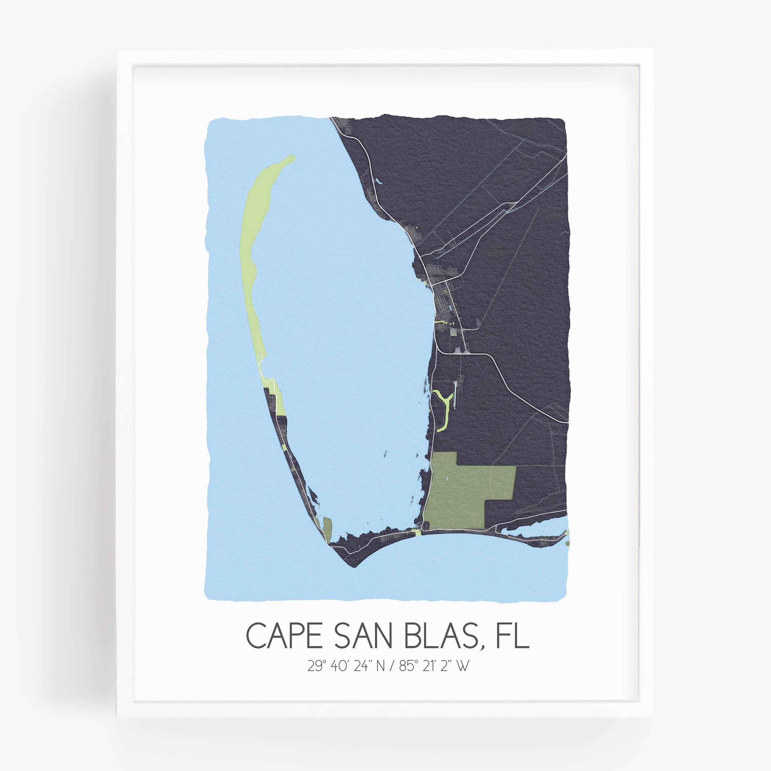 Sparks House Co. - Wholesale Art Print - Cape San Blas Florida Map - Watercolor Map Wall Art - Custom3