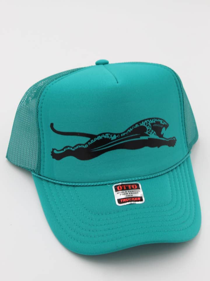 Teal & Black Vintage Jaguars Trucker Hat for wholesale by CreativitD