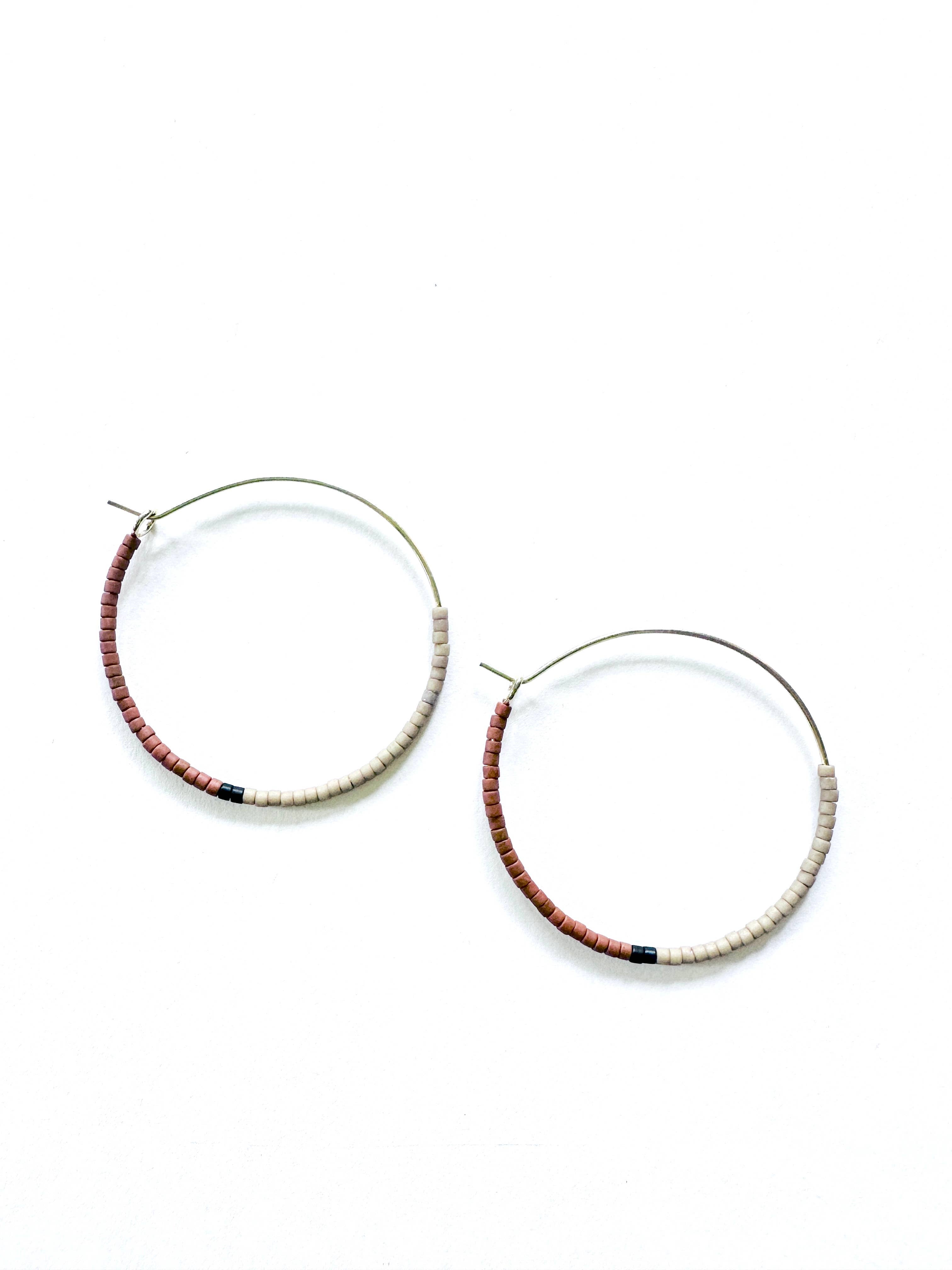 Found & Feral - Wholesale Hoop Earrings - Beaded Hoop Earrings - Taupe, Burnt Sienna, Black0