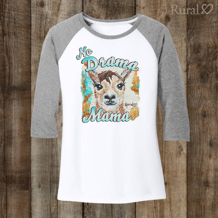 MM-2579-JS-NO DRAMA MAMA- Ladies Raglan for wholesale by Rural Heart