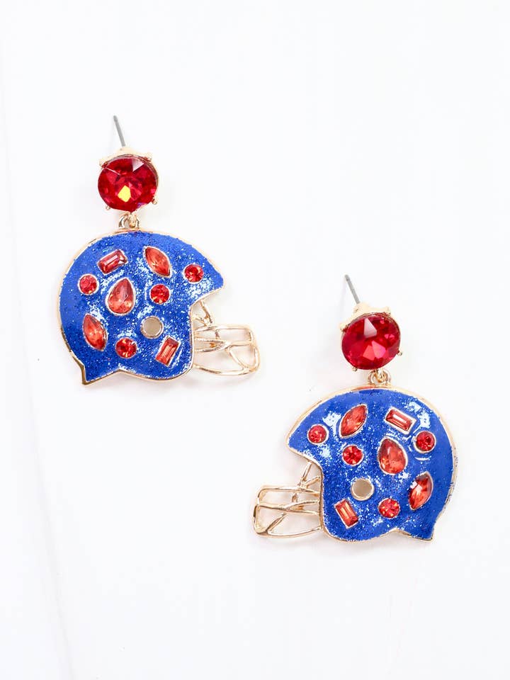 Halsey Helmet Earring Blue Red for wholesale by Caroline Hill