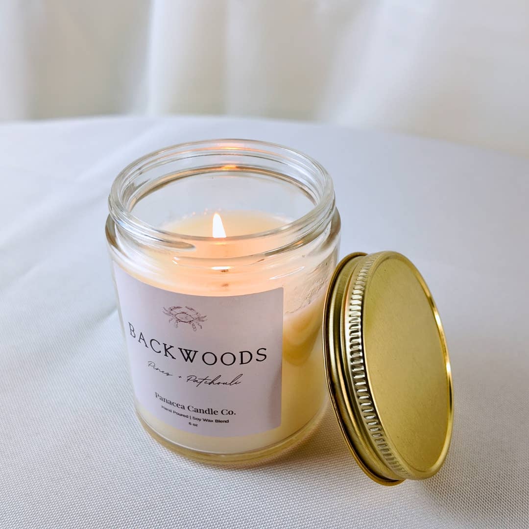 Panacea Candle Co. – Großhandel Kerze im Glas / gefüllte Kerze – Backwoods Einzeldocht 6oz0