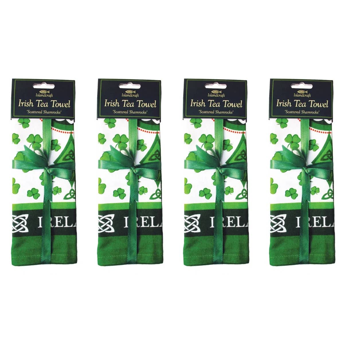Dublin Gift Company – Toalha de chá por atacado – Toalhas de Chá Irlandesas Trevos Espalhados1