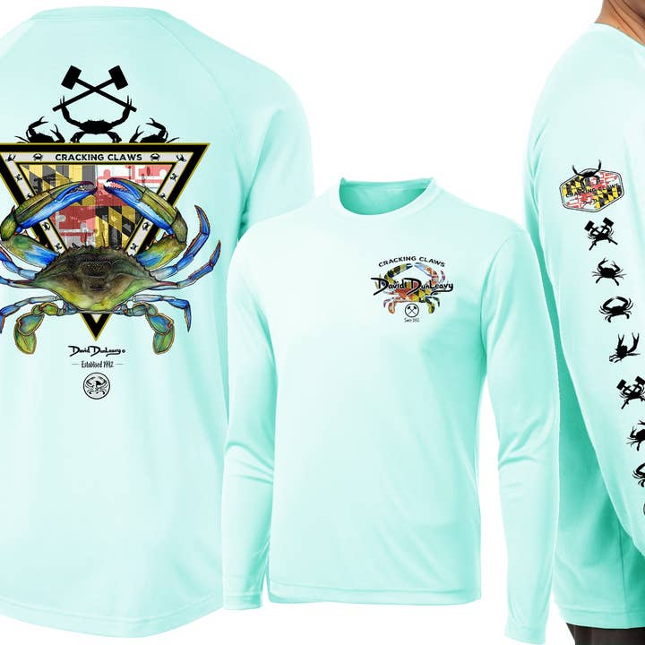 David Dunleavy - Wholesale Screen Printed T-Shirt - Men's - Men’s Performance Maryland Blue Crab Long Sleeve2
