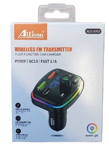 Allison Bluetooth FM Transmitter With PD Function ALSA912 for wholesale by Mighty Wireless