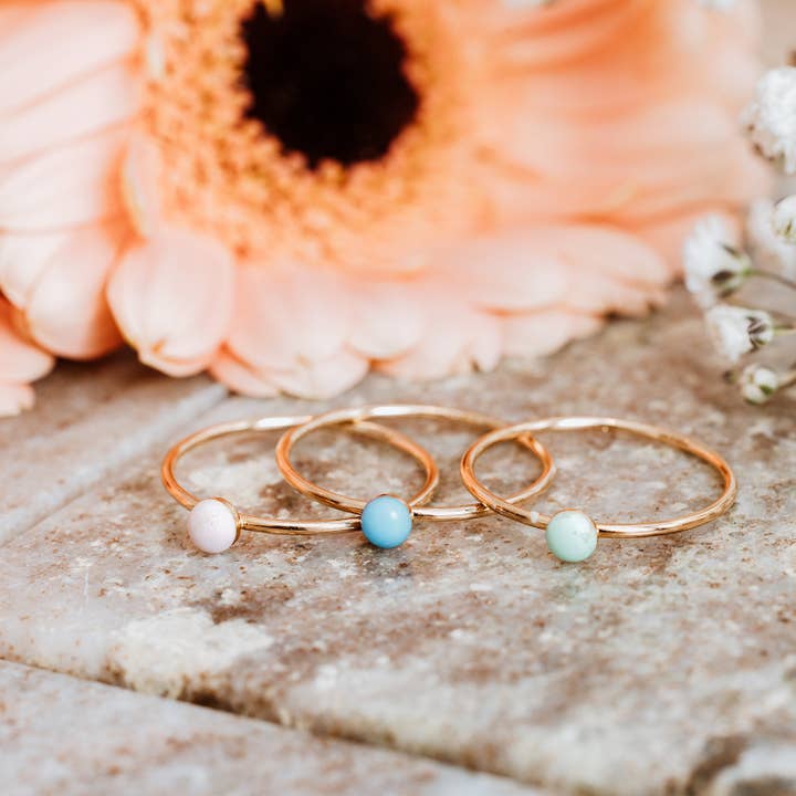 Pastel enamel stacker rings for wholesale by Love Green Jewellery
