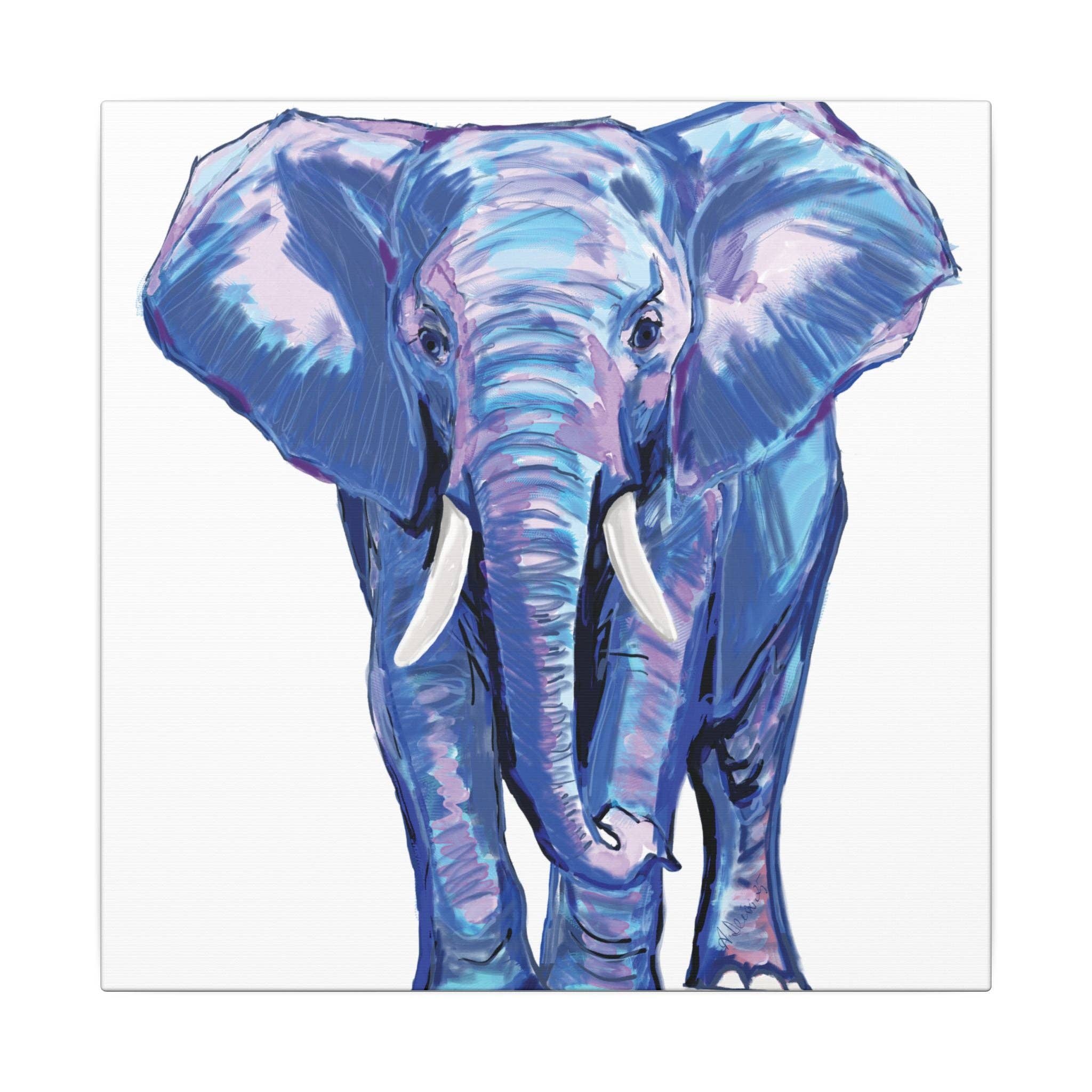 Blue Cava - Wholesale Art Print - Blue and Pink Elephant Canvas Art - Colorful Elephant Wall Décor5