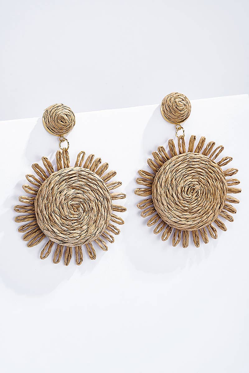 BYREN | ÉLINE L'ATELIER - Wholesale Dangle Earrings - Straw earrings with steel stud 124NN071