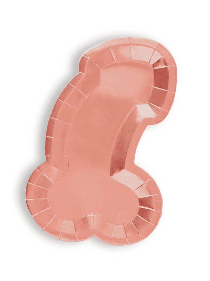 Glitterati Penis Shaped Rose Gold Plates for wholesale by Little Genie Productions