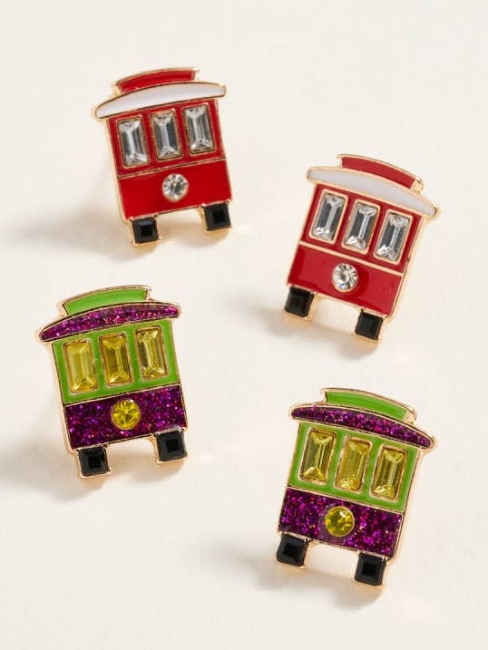 New Orleans NOLA Streetcar Trolley Post Earrings for wholesale by Designature New York