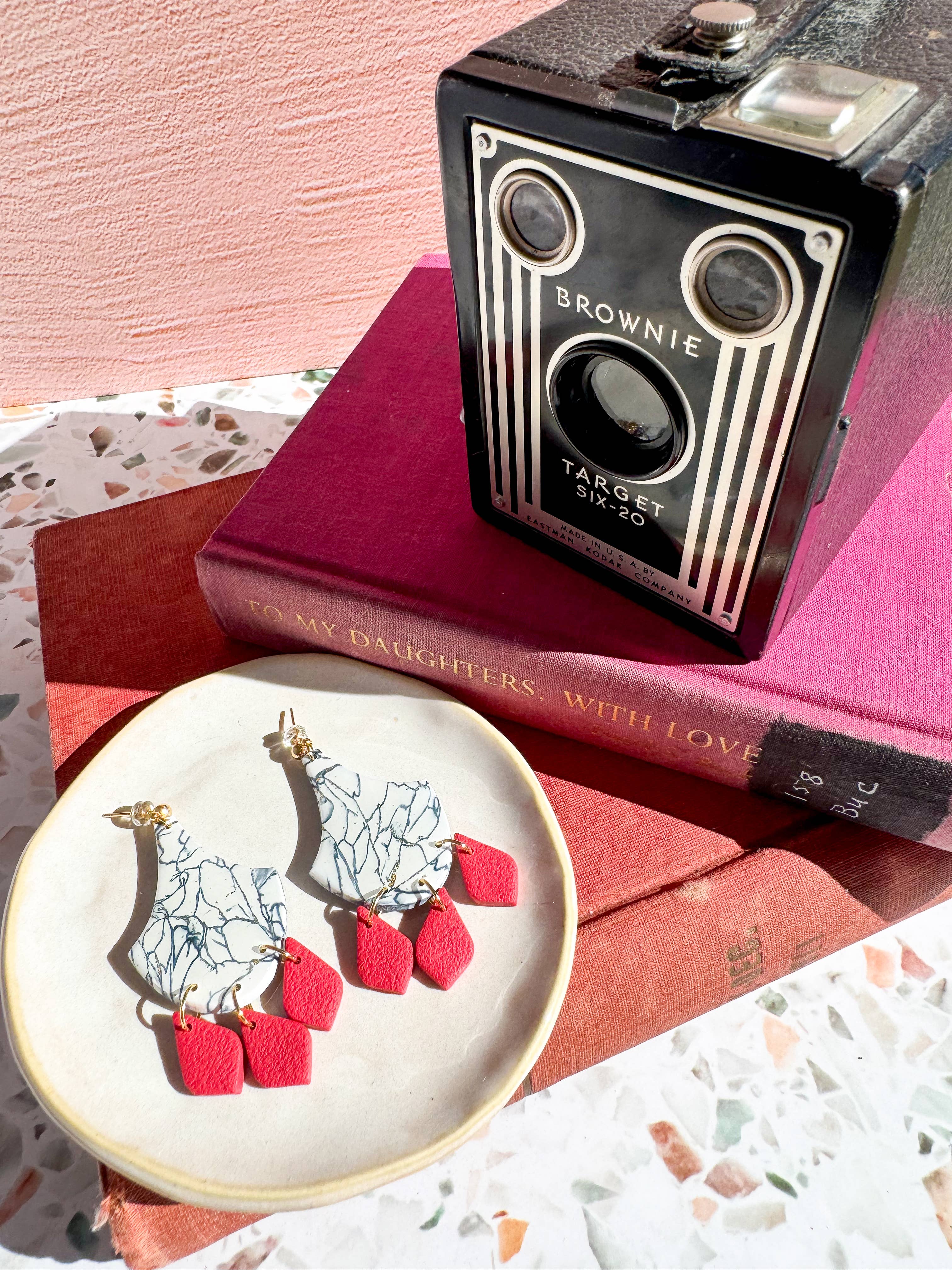 Anam Cara Clay Goods - Wholesale Dangle Earrings - Marbled Cherish Drop Earrings-Polymer Clay0