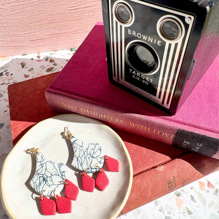 Anam Cara Clay Goods - Wholesale Dangle Earrings - Marbled Cherish Drop Earrings-Polymer Clay