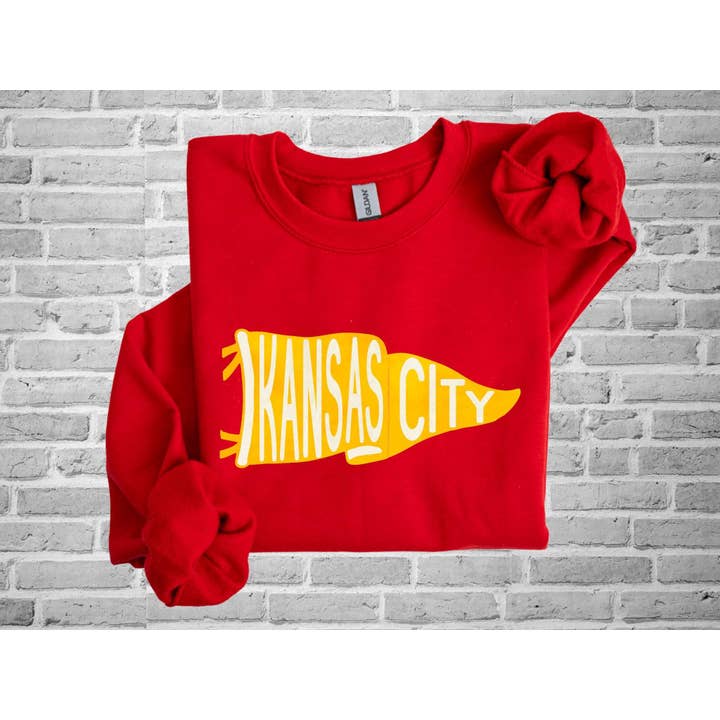Sweatshirt met vlag van Kansas City voor wholesale door Farmtown Printing Company