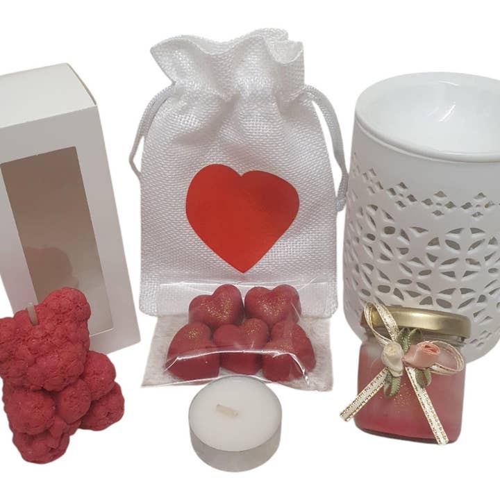 English Rose Valentine's Gift Set: Wax Melts & Burner for wholesale by Eco Candle Lights