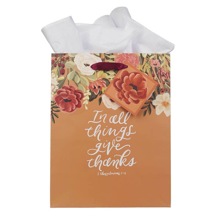 Christian Art Gifts - Wholesale Gift Bag - Gift Bag MD In All Things Give Thanks 1 Thes. 5:18