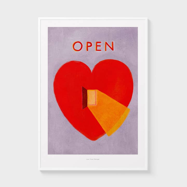 Just Cool Design - Wholesale Art Print - Open | A4–A3 Romantic Love Print with Heart & Window0
