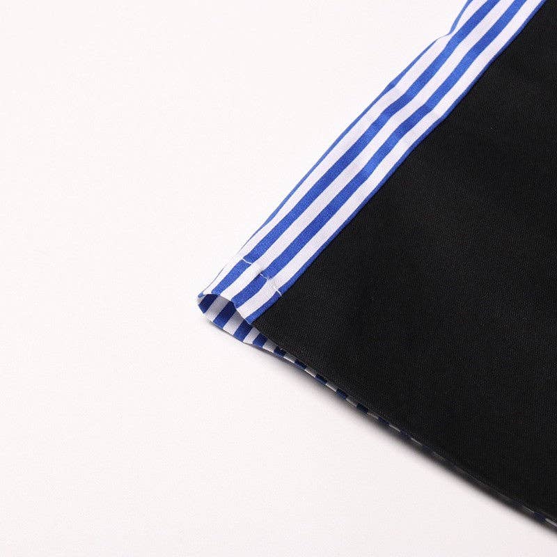 BLACK Knee Length Color Block Trench Coat for wholesale on Faire9