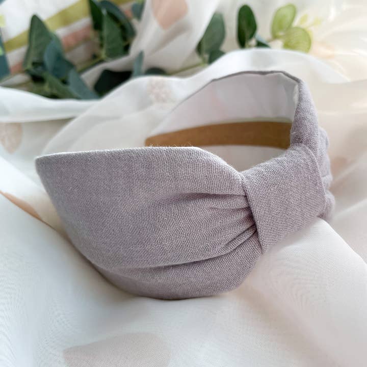 Turban Flat Knot Headband - Womens Bow Hairband - Grey for wholesale by Nine Designs Ltd