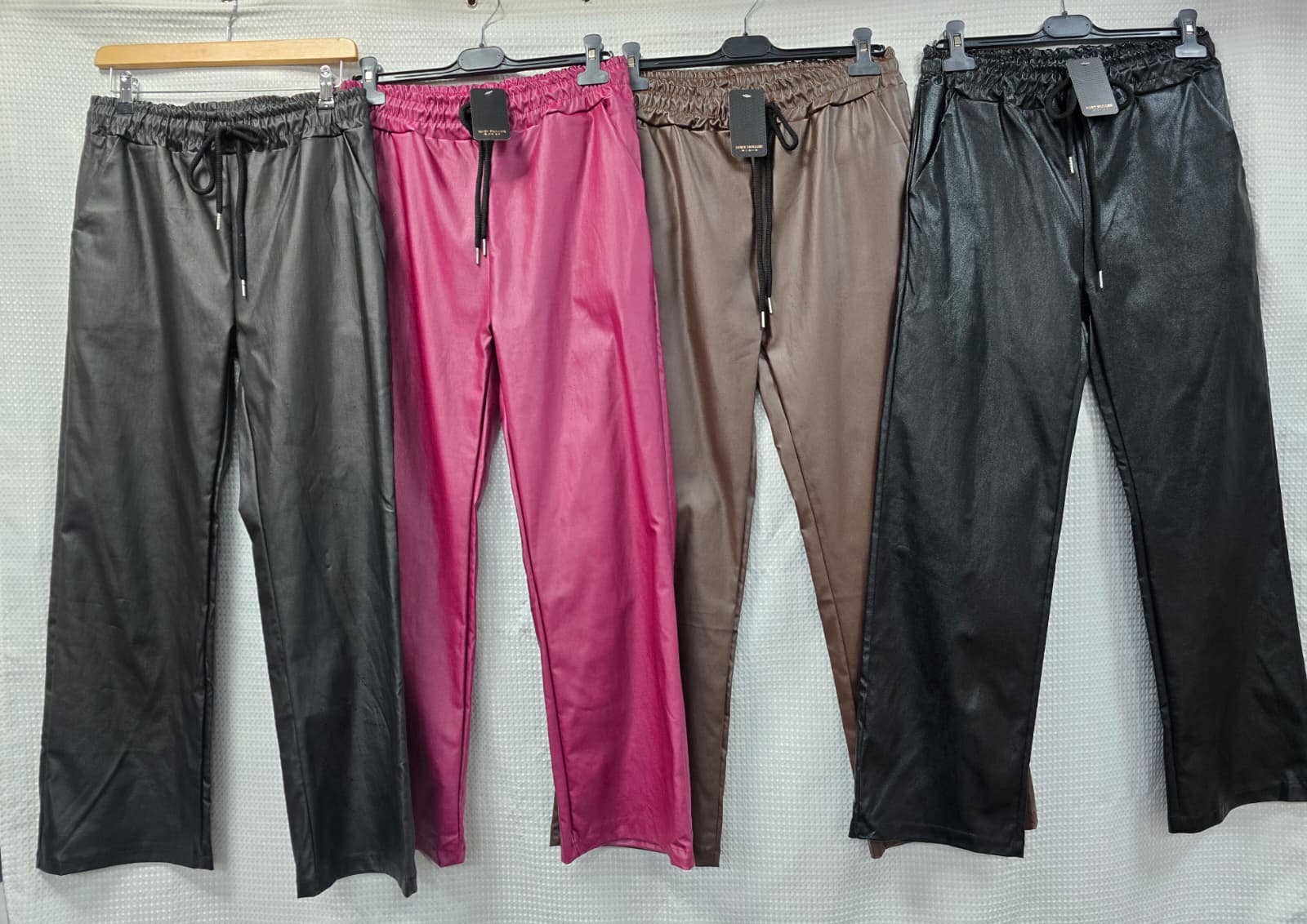 Kurt Muller - Wholesale Pants - Women's - Wide Leg Vegan PU Leather Bi- Stretch Trousers1