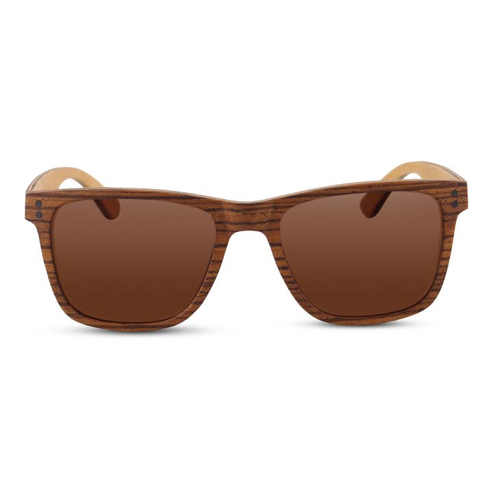 Joycoast Wood - Wholesale Zonnebril - Uniseks - Wayfinder Zebra Wood zonnebril - Oranje lens1