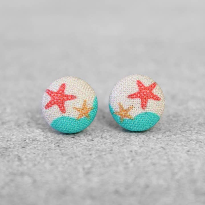 Rachel O's - Wholesale Stud/Post Earrings - Beach Fabric Button Earrings