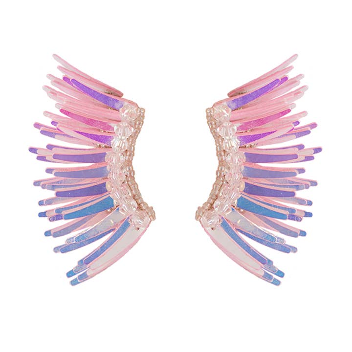 Iridescent Pink Angel Wing Earrings - Crystal Drop Earrings for wholesale by VANI TRAPANI