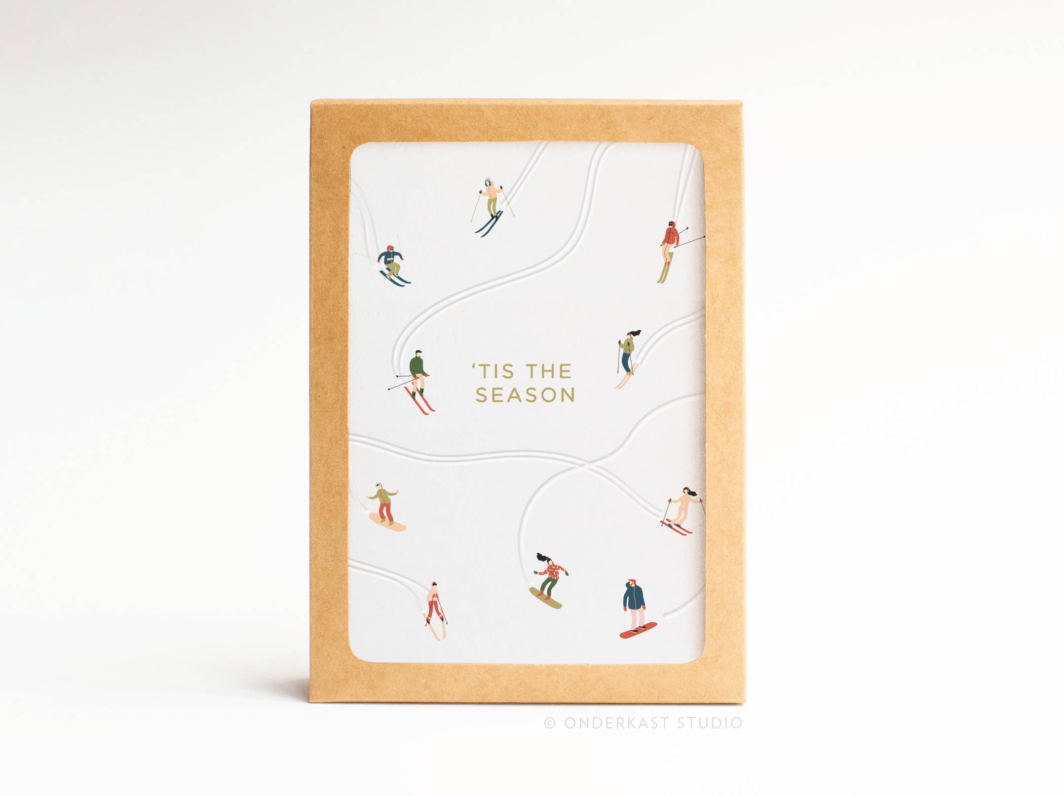 Easyhand Goods – formerly Onderkast - Wholesale Stationery/Notecard Set - Boxed Set of 10 Skiiers Letterpress Folded Notes