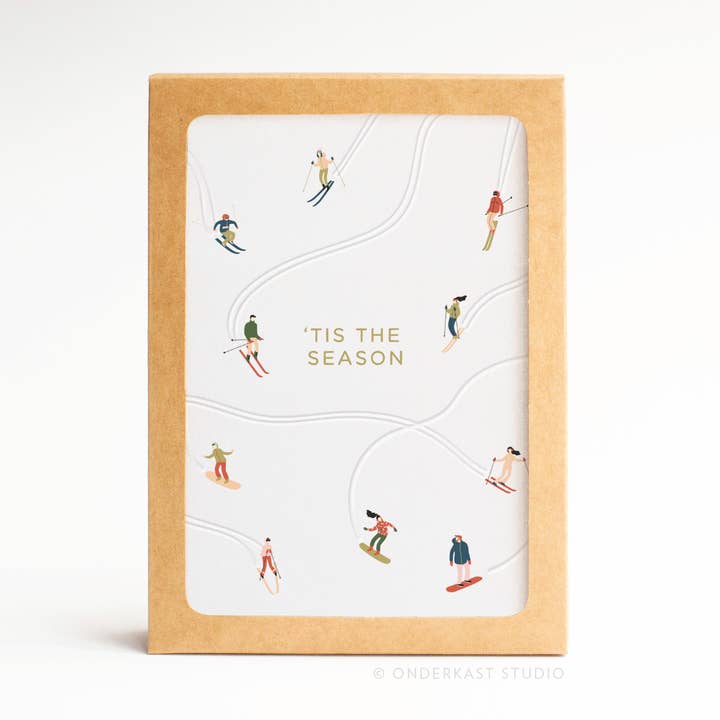 Easyhand Goods – formerly Onderkast - Wholesale Stationery/Notecard Set - Boxed Set of 10 Skiiers Letterpress Folded Notes0